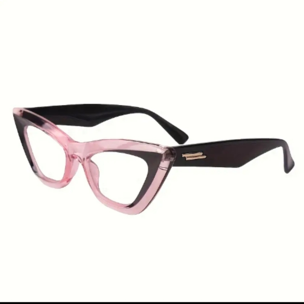 +2.50 Chic Pink and Black Cat-Eye Glasses Blue Light Blocking - Picture 3 of 5